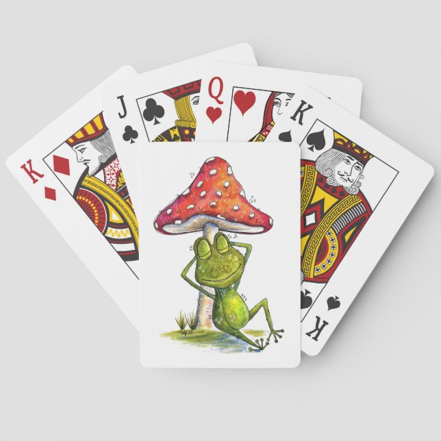 Baraja De Cartas Rana escabrosa bajo un hongo (Reverso)