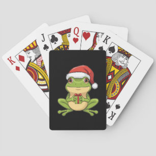 Baraja De Cartas Rana Navideña Adorable con Sombrero de Santa Soste
