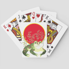 Baraja De Cartas Rana verde del arte de las acuarelas