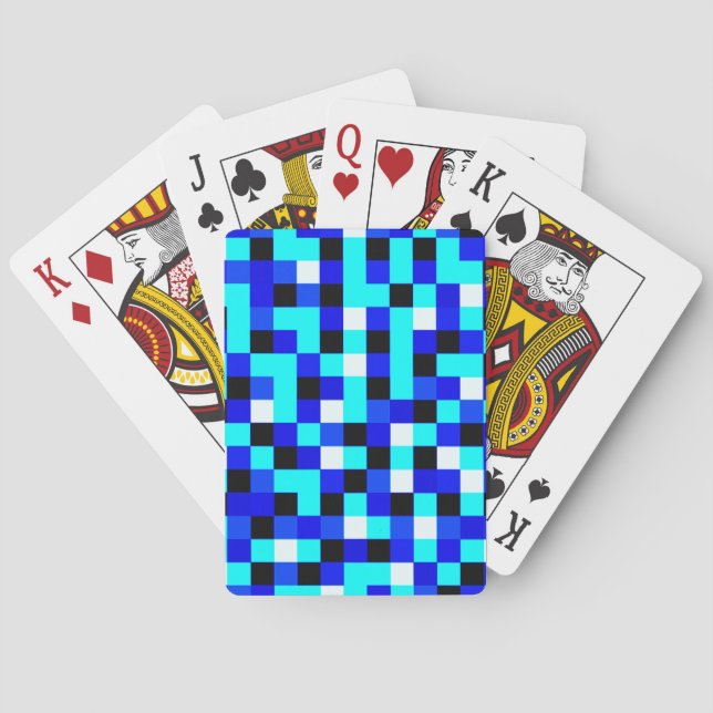 Baraja De Cartas Random Checkered Pixel Art - Blue & White (Reverso)