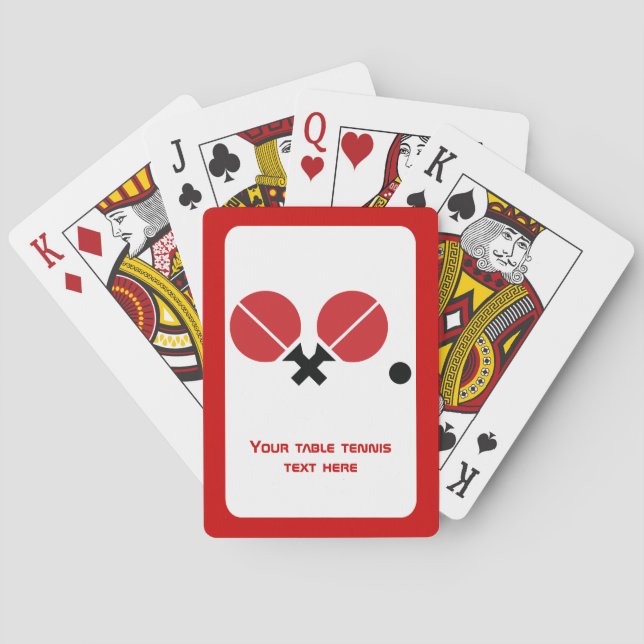 Baraja De Cartas Raquetas de ping pong de ping pong y pelota negra, (Reverso)