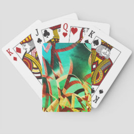 Baraja De Cartas Rasgos marrones sobre verde rústico y aguamarina