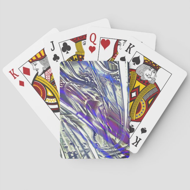 Baraja De Cartas Rasgos rasgados sobre la textura plateada bajo el  (Reverso)