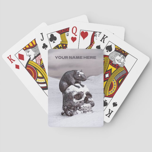 Baraja De Cartas Rata en el cráneo en nieve (Reverso)