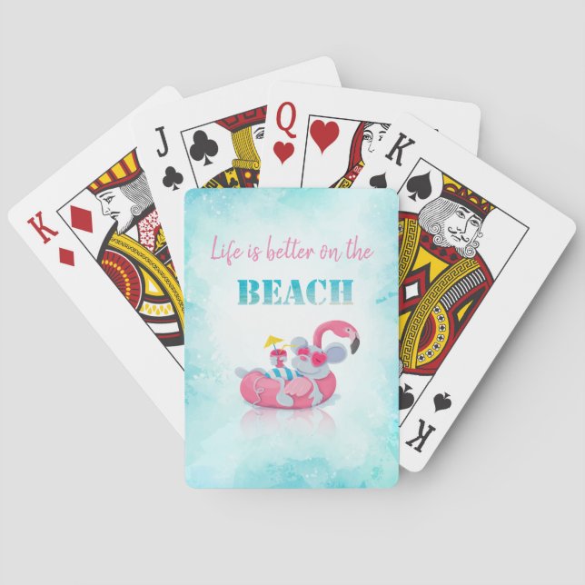 Baraja De Cartas Ratón Adorable  Playa Elegante (Reverso)