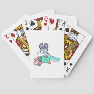 Baraja De Cartas Ratón como peluquero con tijeras y peine