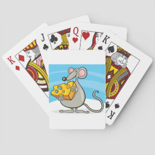Baraja De Cartas Ratón de dibujos animados comiendo queso