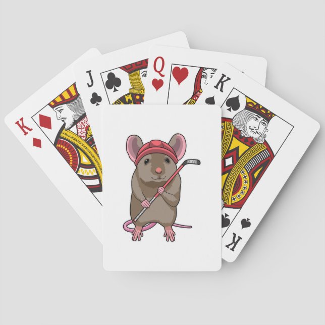 Baraja De Cartas Ratón en hockey sobre hielo con bastón de hockey s (Reverso)