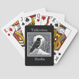 Baraja De Cartas Raven de Talkeetna Alaska en nieve