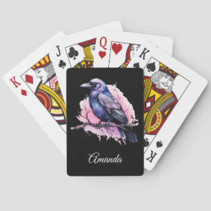 Baraja De Cartas Raven negro en un Ilustracion de sucursal
