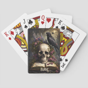 Baraja De Cartas Raven Skull Book and Flowers