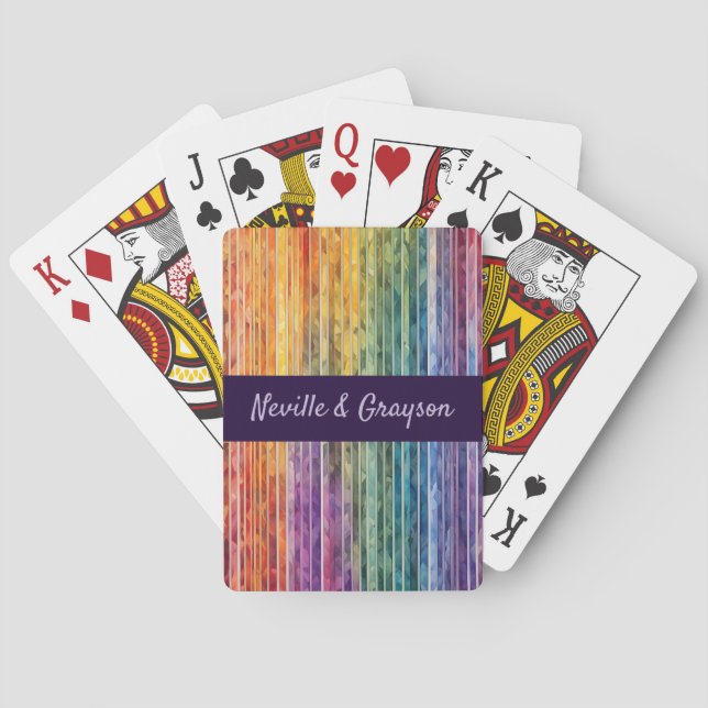 Baraja De Cartas Rayas arcoiris acuáticas (Reverso)