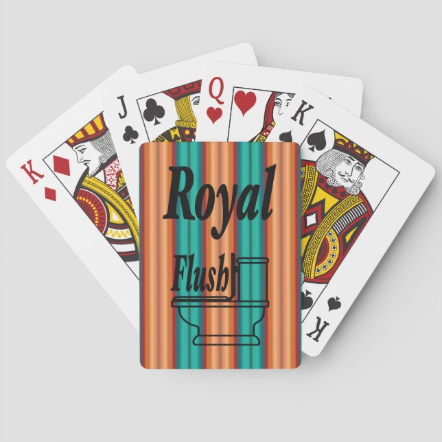 Baraja De Cartas Rayas arcoiris turquesa roja, Naranja suroeste (Reverso)