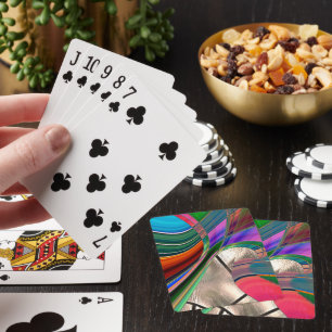 Baraja De Cartas Rayas curvadas degradadas y rayas metálicas, sobre