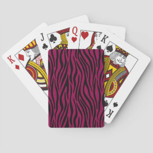 Baraja De Cartas Rayas de cebra en estampado safari negro y magenta