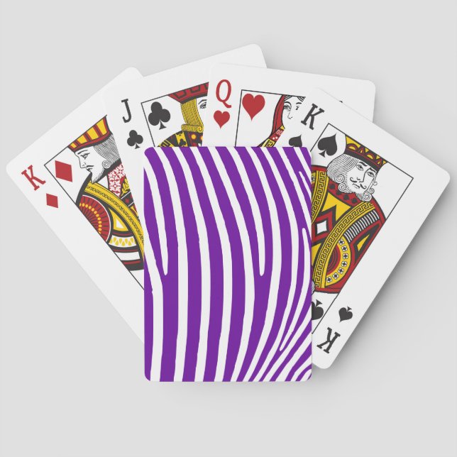 Baraja De Cartas Rayas de cebra violeta púrpura (Reverso)