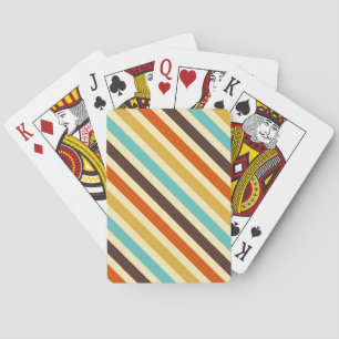 Baraja De Cartas Rayas diagonales 4 colores retro azul amarillo roj