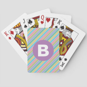 Baraja De Cartas Rayas diagonales de caramelo morado coloridas con