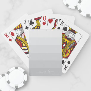 Baraja De Cartas Rayas grises gradientes pastas con nombre personal