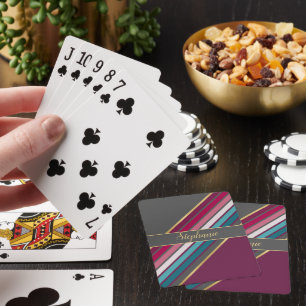 Baraja De Cartas Rayas grises y púrpuras inspiradas en los años 70