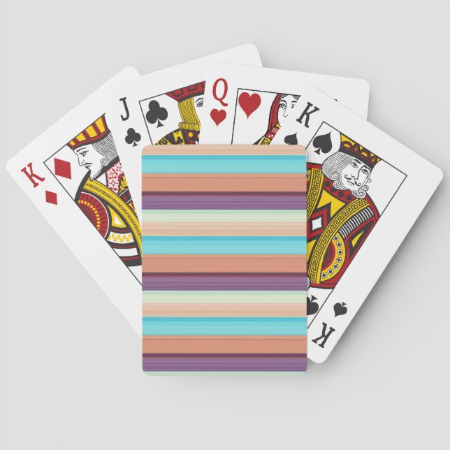 Baraja De Cartas Rayas marrones azules lindas  (Reverso)