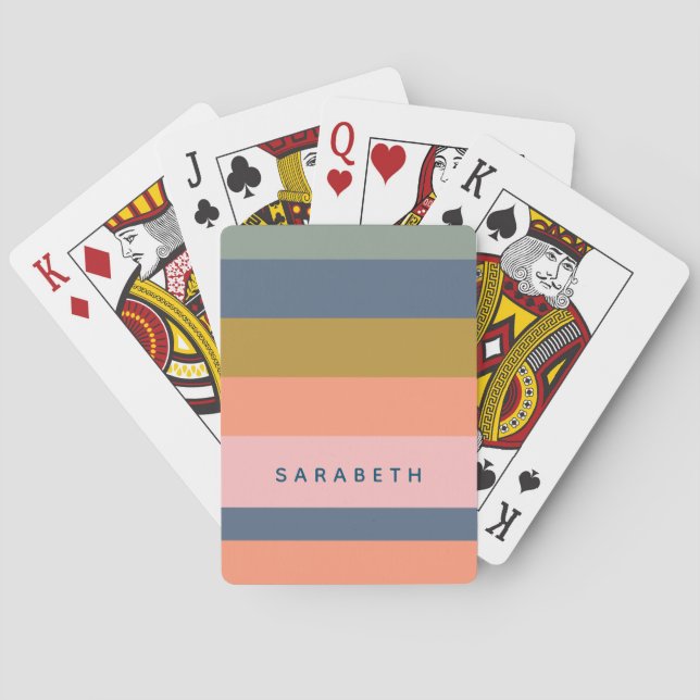 Baraja De Cartas Rayas modernas elegantes tonos terrosos bonitos pe (Reverso)
