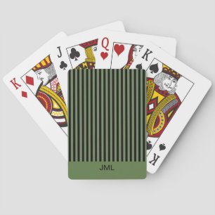 Baraja De Cartas Rayas Negras y Verde Oscuro Masculinas con Estilo 