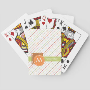 Baraja De Cartas Rayas punteadas monograma de moda con nombre