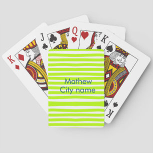 Baraja De Cartas Rayas retro amarillo verde neón añaden nombre ciud