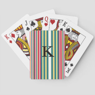 Baraja De Cartas Rayas retro coloridas añaden letra inicial monogra