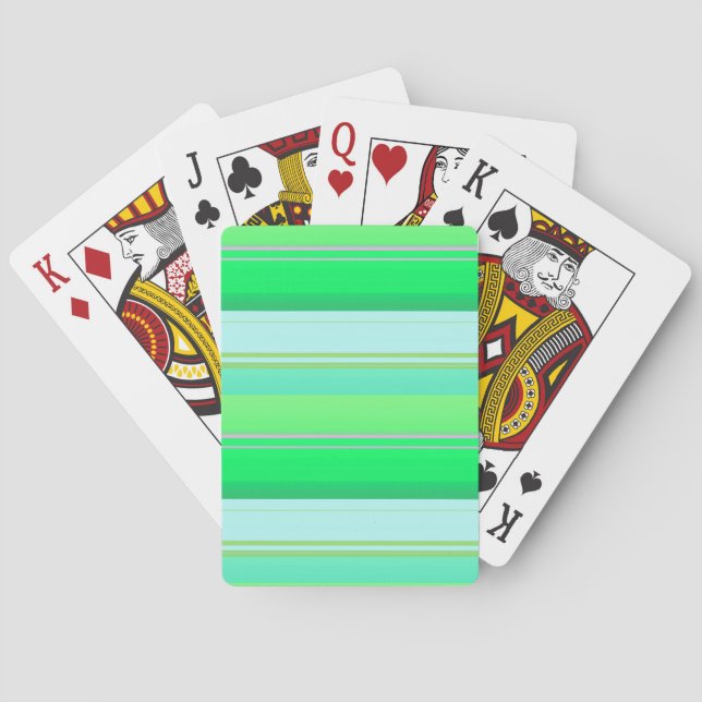 Baraja De Cartas Rayas verdes aqua lindas (Reverso)