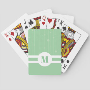 Baraja De Cartas Rayas verdes de menta monograma moderno pastel