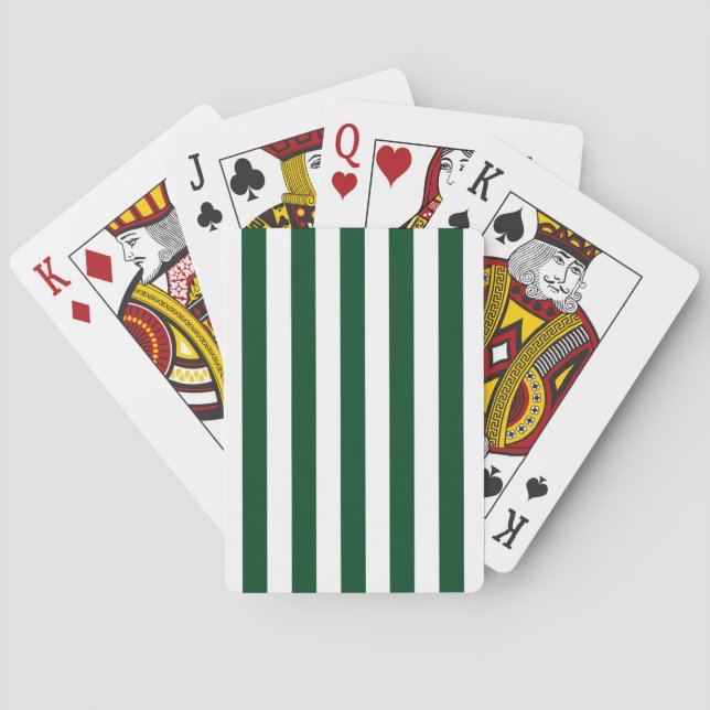 Baraja De Cartas Rayas verticales gruesas Sello Verde Tirado Blanco (Reverso)