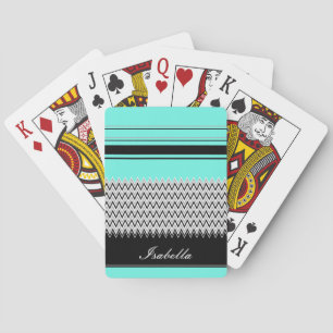 Baraja De Cartas Rayas y Chevron nombrados de la menta