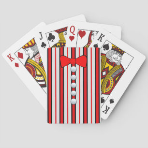Baraja De Cartas Rayas y una corbata de lazo roja