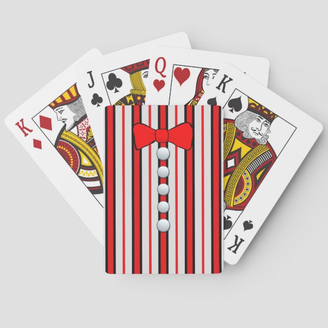 Baraja De Cartas Rayas y una corbata de lazo roja (Reverso)