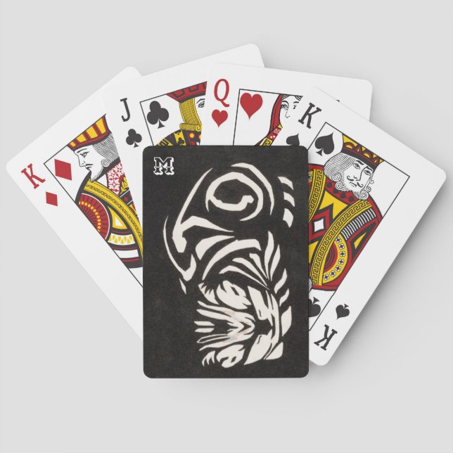 Baraja De Cartas Rayo blanco y negro de gato personalizado (Reverso)