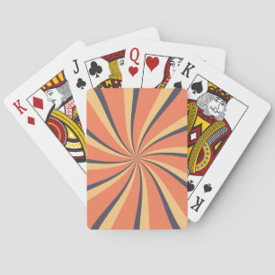 Baraja De Cartas rayos solares de estilo retro azul oscuro y naranj