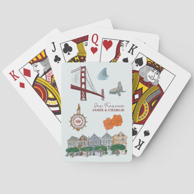 Baraja De Cartas Recuerdo de boda de San Francisco  (Reverso)