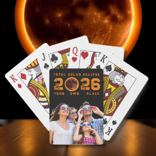 Baraja De Cartas Recuerdo de Foto Familiar de Eclipse Solar Total 2