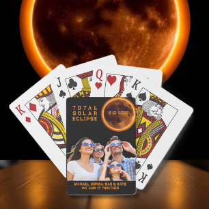 Baraja De Cartas Recuerdo de Foto Familiar del Eclipse Solar Total