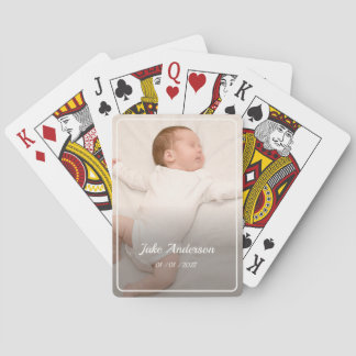 Baraja De Cartas Recuerdo de nacimiento Foto Nombre Fecha Blanco
