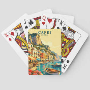 Baraja De Cartas Recuerdo del puerto de Marina Grande en Capri, Ita