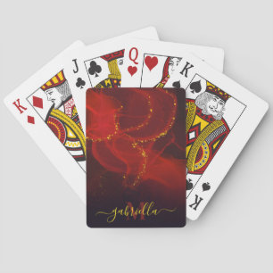 Baraja De Cartas Red Abstract Gold Purpurina