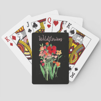 Baraja De Cartas Red and Pink Wildflowers Text