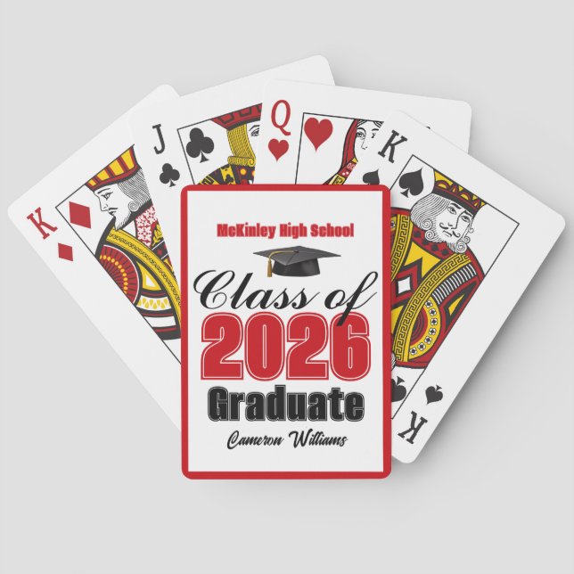 Baraja De Cartas Red Class of 2026 Custom Graduation Party (Reverso)