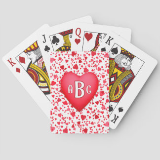 Baraja De Cartas Red Confetti Hearts Personalized Initials