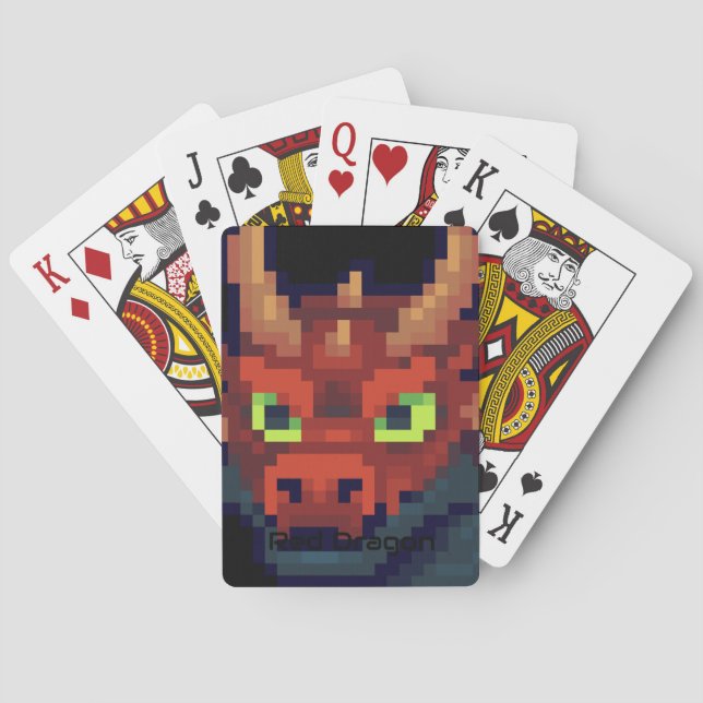 Baraja De Cartas Red Dragon Pixel Art speelkaarten (Reverso)