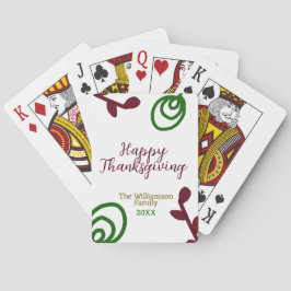Baraja De Cartas Red green happy Thanksgiving floral leaf fall