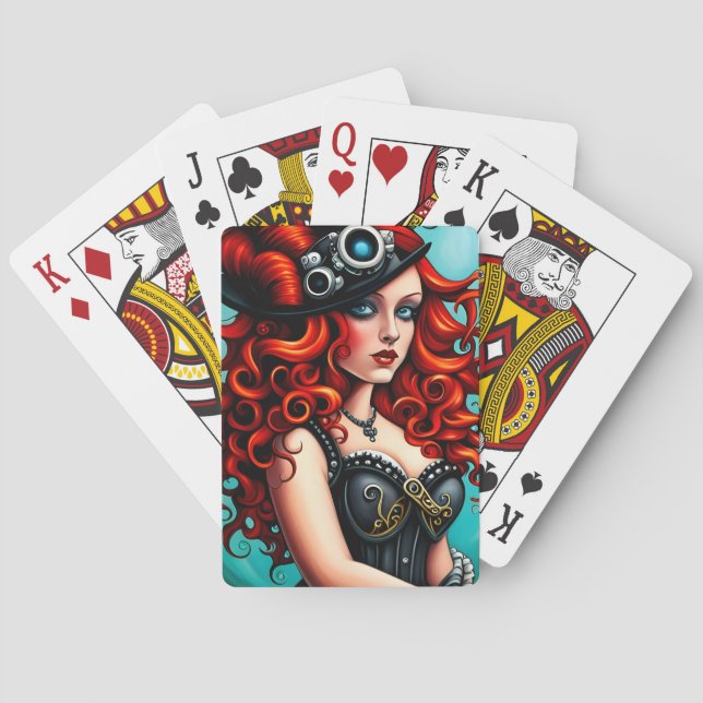 Baraja De Cartas Red Haired Steampunk Woman (Reverso)